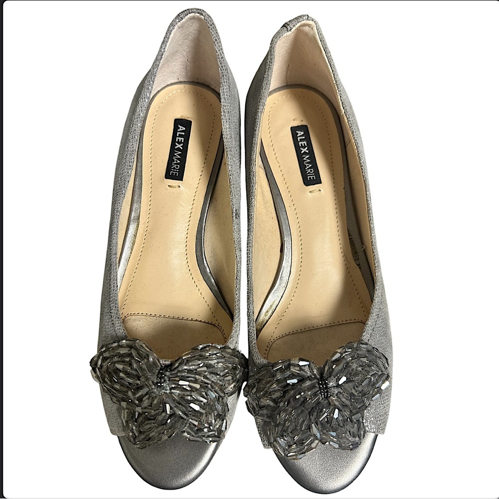 Alex Marie Mindee Butterfly Beaded Peep-Toe Leather Shoes Women’s Size 6